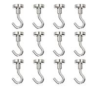 LSYYSL 12 Pack Round Neodymium Magnet Hooks, 8kg Load-Bearing Magnetic Hooks, Small Hanging Bracket for Cruising, for Garage, Refrigerator, Kitchen, Bathroom, Ceiling