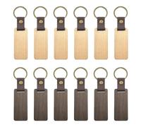 LSYYSL 12 Pieces Wooden Keychains, Rectangular Keychains, Blank Keychains, Diy Keychains, Decorative Keychains