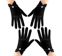 LSYYSL 2 Pairs Of Black Ceremonial Gloves, Pearl Decorated Gloves, New Year Satin Gloves, Holiday Party Costume Gloves