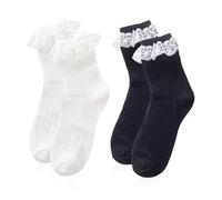 LSYYSL 2 Pairs Of Lace Socks, Women'S Mid-Calf Socks, Knitted Socks, Cute Women'S Socks, Soft And Breathable Socks