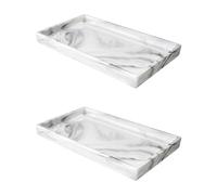 LSYYSL 2 Pieces Marble Pattern Storage Trays And 2 Pieces Crevice Brushes, Home Decoration Tray, Silicone Tray, Suitable For Bathroom, Kitchen, Living Room