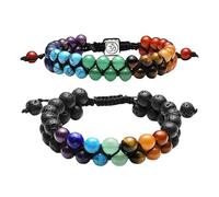LSYYSL 2 Pieces of Beaded Bracelets, Adjustable Bracelets, Double-Layered Bracelets for Women, Creative Beaded Jewelry, Clothing Accessories