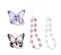 LSYYSL 2 Pieces Of Butterfly Ring Holders, 2 Pieces Of Butterfly Pearl Mobile Phone Chains, Creative Mobile Phone Pendants, Mobile Phone Accessories