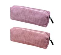 LSYYSL 2 Pieces of Corduroy Pencil Cases, Solid Color Pencil Case, Pink Pencil Case, Simple and Convenient Storage Bag, Student Pencil Case