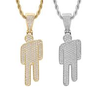 LSYYSL 2 Pieces of Creative Pendant Necklaces, Rhinestone Necklaces, Stainless Steel Necklaces, Hip-Hop Jewelry, Clothing Accessories