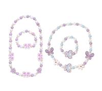 LSYYSL 2 Pieces Of Necklaces For Girls And 2 Pieces Of Bracelets For Girls, Beaded Jewelry, Butterfly Element Jewelry, Cute Children'S Jewelry