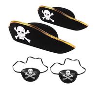 LSYYSL 2 Pieces Of Pirate Hats And 2 Pieces Of Eye Masks, Role Play Props, Pirate Themed Party Dress, Costume Accessories