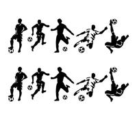 LSYYSL 2 Sets Football Action Wall Stickers, PVC, Black, Sports, Wall Decals, Indoor Use