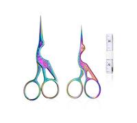 LSYYSL 2 Small Scissors, 1 Double-Sided Soft Ruler, Metal Stork Scissors, Colorful Embroidery Scissors, Multifunctional Scissors