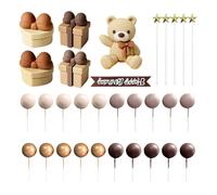 LSYYSL 20 Pieces Of Balls, 1 Piece Of Bear, 5 Pieces Of Stars, 2 Pieces Of Square Gift Boxes, 2 Pieces Of Heart-Shaped Gift Boxes And 1 Piece Of Decorative Horizontal Strips, Cake Decorations