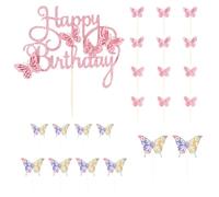 LSYYSL 23 Pieces Butterfly Cake Inserts, Glitter Cake Inserts, Cake Decorations, Dessert Baking Inserts, Cake Accessories