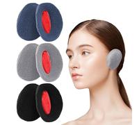 LSYYSL 3 Pairs Thermal Earmuffs, Winter Cold Protection, Windproof, Comfortable Plush, Unisex, Black, Gray, Navy Blue