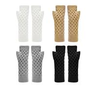 LSYYSL 4 Pairs Of Knitted Fingerless Gloves, Women'S Wrist Warmers, Winter Cold-Proof Warm Gloves, Solid Color Fingerless Gloves