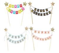 LSYYSL 4 Pieces Of Flag Cake Inserts, Creative Cake Decoration, Baking Decoration Flags, Cake Decoration Banners