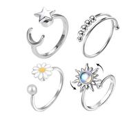 LSYYSL 4 Pieces Of Open Metal Rings, Adjustable Rings, Creative Styling Rings, Fashionable And Simple Rings