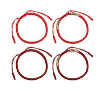 LSYYSL 4 Pieces of Red Braided Bracelets, Adjustable Lucky Bracelets, Unisex, Friendship Bracelets, Couple Wristbands