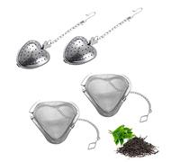 LSYYSL 4pcs Heart Shape Fine Mesh & Small Hole Tea Strainers, Stainless Steel Tea Infuser with Chain Hook for Loose Tea Leaves, Spices & Seasonings