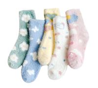 LSYYSL 5 Pairs Of Plush Socks, Warm Socks, Cute Plush Socks, Women’S Socks, Women’S Mid-Calf Socks, Fluffy Socks