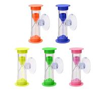 LSYYSL 5-Piece Sand Timer Set with Suction Cup, 2-Minute Countdown Hourglass for Kids, Creative Plastic Sand Timer for Living Room, Bedroom, Desk, Blue, Green, Orange, Pink, Yellow, 3 x 6 cm