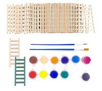 LSYYSL 50-Piece Mini Ladder, With 12 Colors Of Paint And 2 Brushes, Doll House Decoration, Wooden Ladder, Potted Plant Landscaping Ornaments