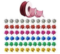 LSYYSL 60 Pieces Self-Adhesive Gift Bows, 1 Roll Of Fishtail Yarn Ribbon, Bow Bows, Gift Wrapping Ribbon