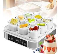 LSyySy 9 Jar Automatic Digital Yogurt Maker, Small Fermentation Yogurt Machine With LCD Display, Dough Proofer, Adjustable Temperature & Time Control, 360° Visible Design For Rice Wine And Natto