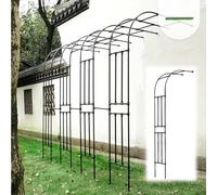 LSyySy Garden Arch with Plant Black Metal Half Arch Outdoor Garden Wall Trellis Archway Climbing Roses Vines Support Rack White Easy Assemble