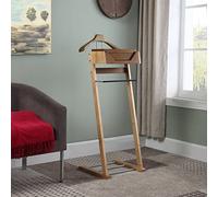 LSyySy Suit Stand Hangers For Men Free Standing Clothes Rack With Removable Tray Wooden Suit Valet Stands With Metal Shoes Shelf For Women