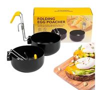 LSYZHX 2 Pack Stainless Steel Egg Poacher, Non-Stick Egg Poacher Pan, Hang Egg Boile for Poached Eggs (2 Pcs Black)