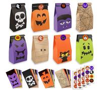LSYZHX 24 Pcs Halloween Treat Bags, Halloween Candy Bags for Trick or Treating, Sac Bonbon Bags for Candy, Paper Goodie Bags for Party (24)