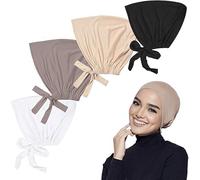 LSYZHX 4Pcs Women Hijab Undercap, Under Hijab Cap, Cap Islamic Muslim, Adjustable Hat Cap (4 Colors)