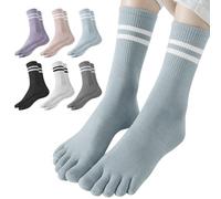 LSYZHX 6 Pairs Toe Socks for Women, Multicolor Five Finger Cotton Socks Breathable,Socks with Toes for Yoga Running Athletic (UK, Numeric, 1, 2, Regular, Regular, 6, 6 Colors)