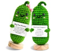 LSYZHX Emotional Support Pickle, Handmade Mini Funny Emotional Support Pickled Cucumber Gift Cute Handwoven Ornaments Emotional Support Crochet Pickled Cucumber Knitting Doll (Green)