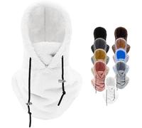 LSYZHX Sherpa Hood Ski Mask, Cold Weather Unisex Balaclava Winter Face Mask, Ski Mask for Men Women (UK, Numeric, 1, 2, White)