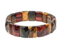 LSZBYHOK Chakra Bracelet,Natural Gemstone Crystal Bracelets,Fashion Rectangle Beads Strand Stretch Bracelet, Energy Gemstone Bracelets Jewellery For Men Women Colourful Tiger Eye