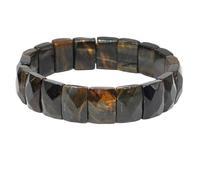 LSZBYHOK Chakra Bracelets For Women,Natural Gemstone Crystal Bracelets，Fashion Rectangle Beads Strand Stretch Bracelet， Energy Gemstone Bracelets Jewellery For Men Women Blue Tiger Eye