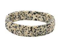 LSZBYHOK Mens Beaded Bracelet,Natural Gemstone Crystal Bracelets,Fashion Rectangle Beads Strand Stretch Bracelet, Energy Gemstone Bracelets Jewellery For Men Women Dalmation Jasper