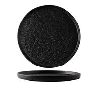 LSZJSCH Fashionable Black and White Textured Dinner Plates: Classic Tones with Textures, Creating A Delicate Dining Experience -ForDinnerParties(10 inches - Black)