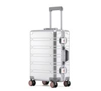 LSZJSCH High - Quality Rolling Travel Suitcase - Made of Full Aluminum - Magnesium Alloy, Scientifically Divided Lining, Sturdy and Durable -Tourist Artifact(Silver,24 inches)
