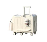 LSZJSCH Ride-On Rolling Luggage with Cup Holder - Traveler's Choice -Tourist Artifact(White,22 inches)