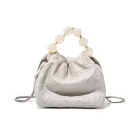 LSZJSCH Soft Leather Beaded Drawstring Tote Bag, Stylish For Women's Daily Use -For Evening Events(Shape7)