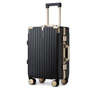 LSZJSCH Stylish Multicolored Rolling Travel Suitcase - Front - Mounted Design, Armor - Protected Impact - Resistant Corners. A Practical Choice for Travel -Tourist Artifact(Black,20inch)