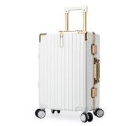LSZJSCH Stylish Multicolored Rolling Travel Suitcase - Front - Mounted Design, Armor - Protected Impact - Resistant Corners. A Practical Choice for Travel -Tourist Artifact(White,24inch)