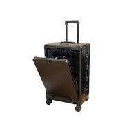 LSZJSCH Stylish Rolling Travel Suitcase - TSA Customs Combination Lock, Front - Opening Integrated Design. A Convenient Choice for Travel -Tourist Artifact(Black,20inch)