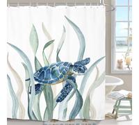 Lszmqev Shower Curtain Blue Sea Turtle Bathroom Curtains Polyster Washable Fabric Waterproof with 12 Hooks for Bathtubs Bathrooms Protecting Privacy Weighted Shower Curtains (150x180cm)