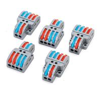 LT-422 terminal blocks in a pack of 5 units, available in Grey and Orange colors, designed for efficient and secure connection in electrical installations.