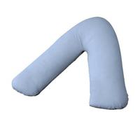 (Lt Blue) V Shaped Pillow with Free Brushed Cotton V Pillowcase Orthopaedic Neck Back Support Cushion