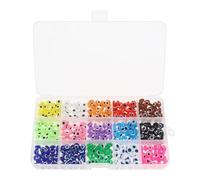 LT Easiyl 1 Box 8mm Evil Eyes Beads Set Handmade Resin Lampwork Beads Applicable to DIV Necklace Jewelry Bracelet Crafts (15 Colors,450 Pcs)