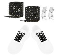 LT Easiyl 1 Pair No Tie Shoe Laces Elastic Tieless Shoelace Black Shoelaces & Silver Magnetic Buckle fits Sneakers Canvas Casual Shoes Boots
