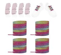 LT Easiyl 2 Pairs No Tie Elastic Shoelaces Pink Magnetic Buckle & Rainbow Colored Shoelaces Tieless Lazy Laces fit Sneakers Canvas Boots for Cycling Walking Traveling